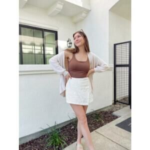 NWT Sugar Lips White Tweed Wrap Over Skirt Size Large casual everyday workwear